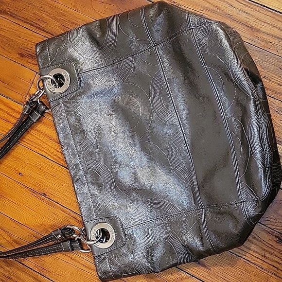 Coach LogoTote Pewter Color Career Everyday Casual - Picture 6 of 12